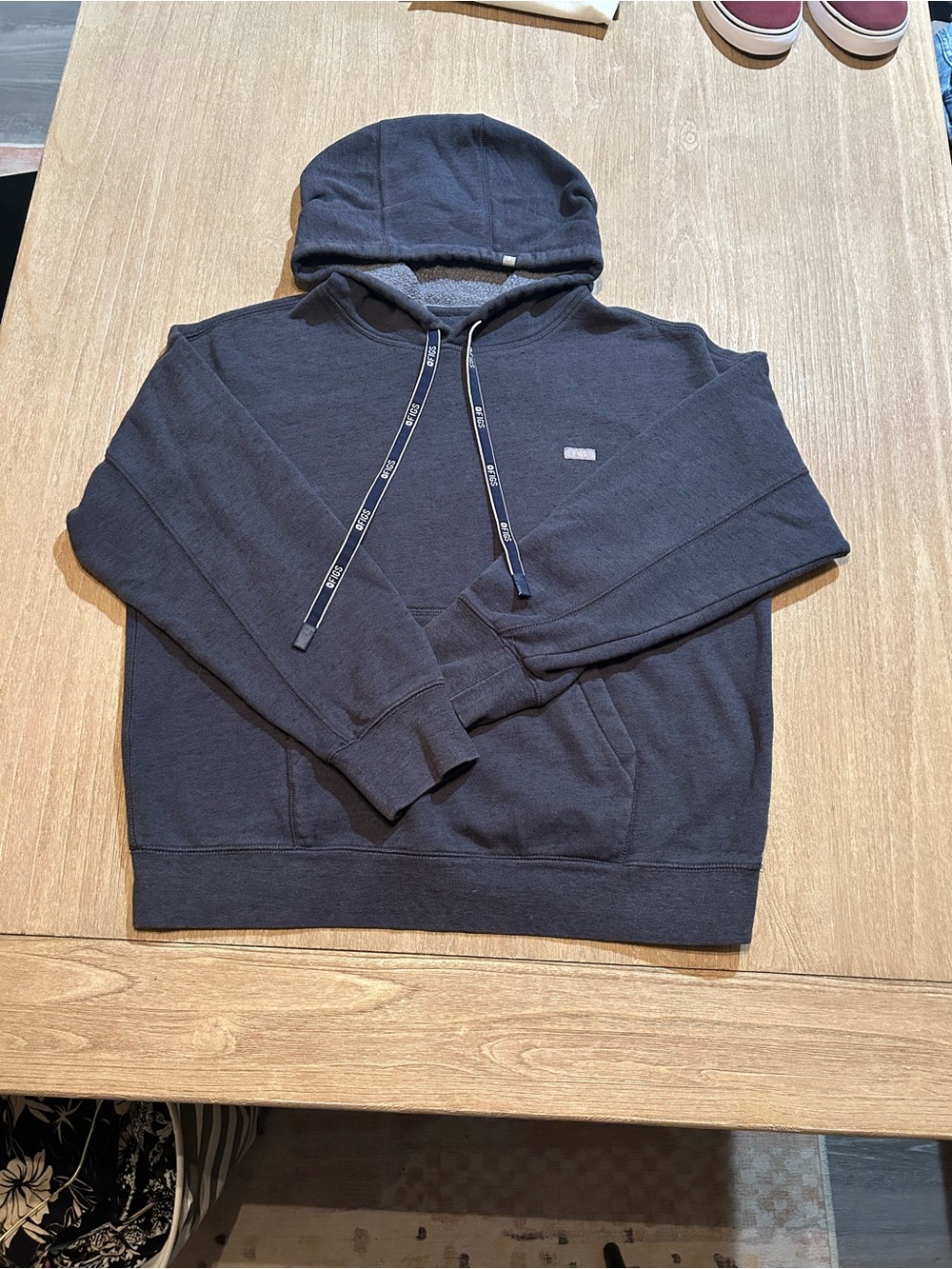 FIGS Off-Shift Fleece Pullover Hoodie - Heather Navy Blue - Size L women's